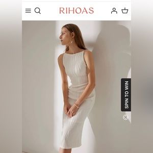 Rihoas White Water Ripple Textured Cami Dress